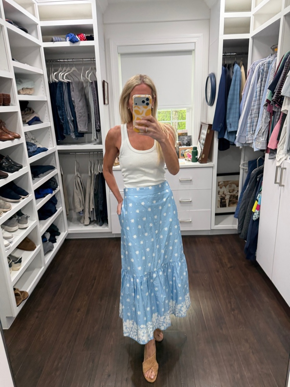 Mason’s Daughter Light Blue Floral Tiered Maxi Skirt S